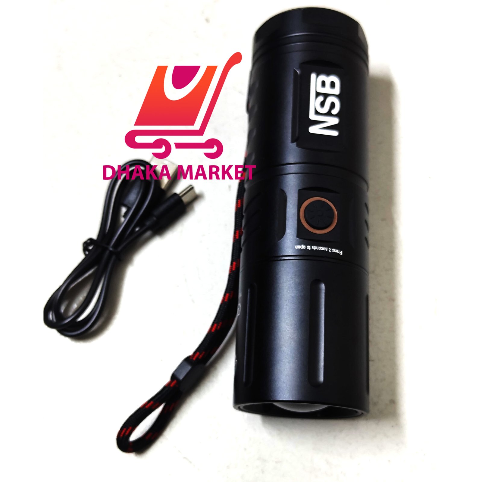 đĻ Rechargeable Waterproof Zoom LED Torch Light + Power Bank - Image 3