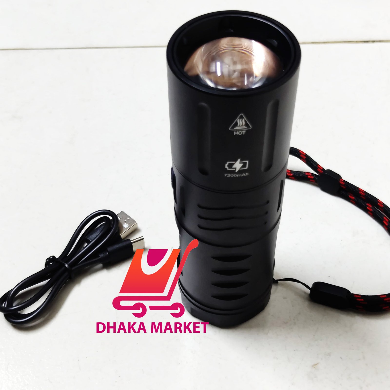 đĻ Rechargeable Waterproof Zoom LED Torch Light + Power Bank - Image 4